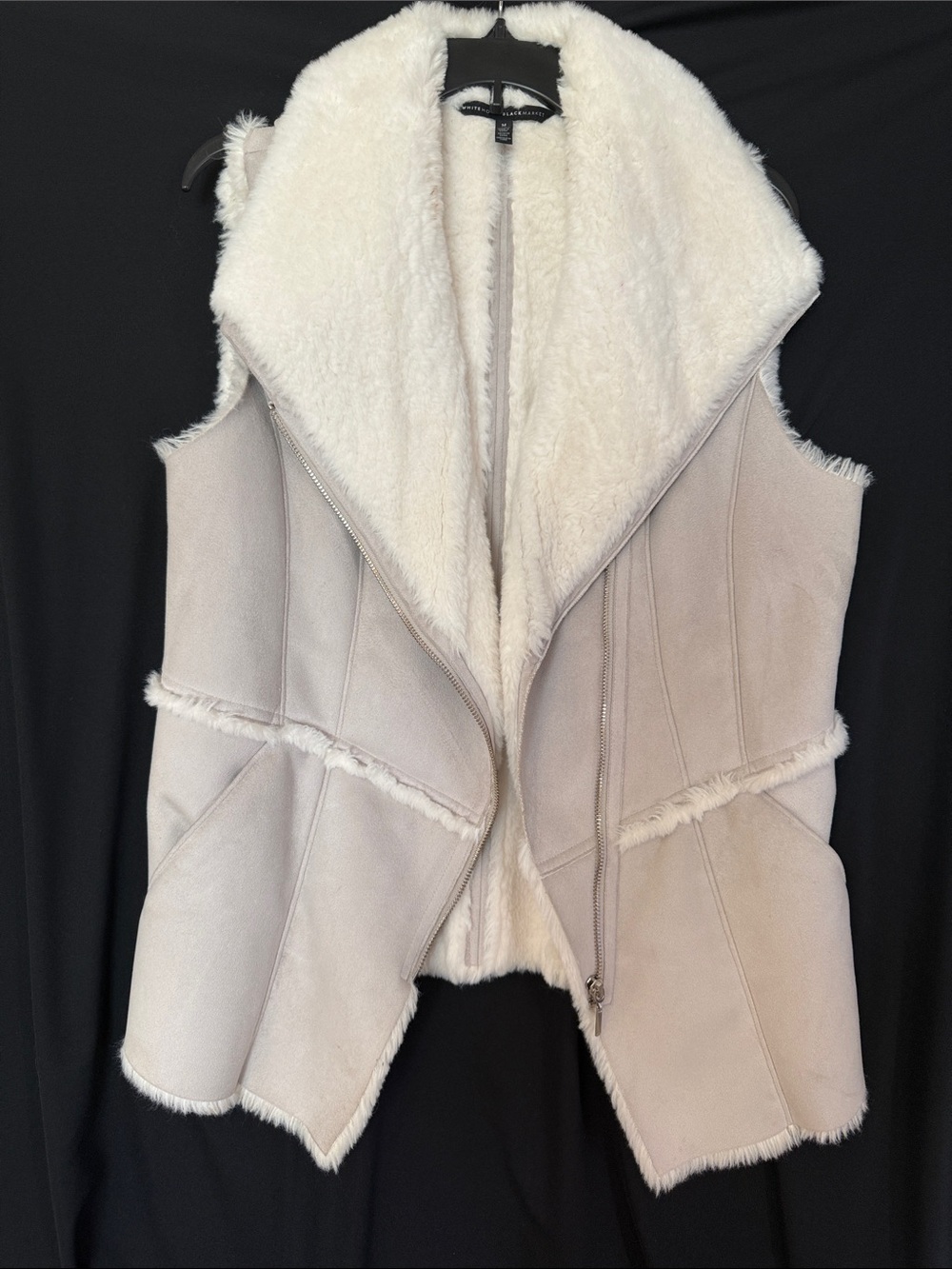 White House Black Market Cream Faux Shearling Vest